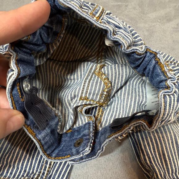 H&M Engineer Stripe Denim Jean Shorts Toddler Boys 12-18 Months Adjustable Waist - Picture 5 of 9